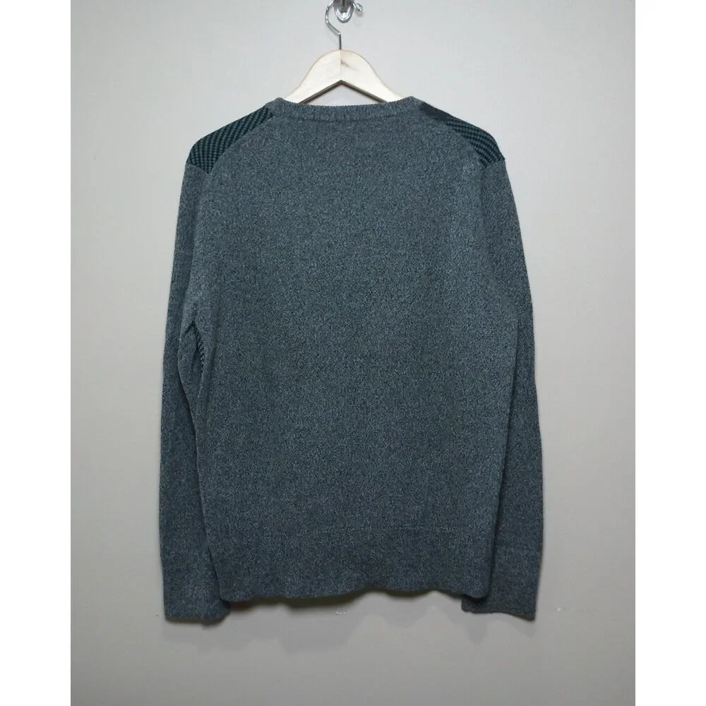 Banana Republic Men's Merino Wool Blend Crewneck Sweater Gray Colorblock L
